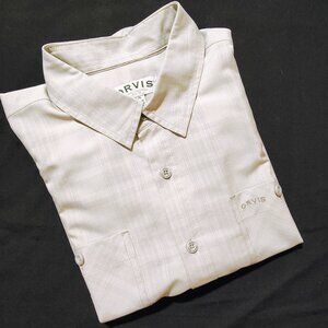 Orvis Men's Large Gray Short Sleeve Button-down Shirt